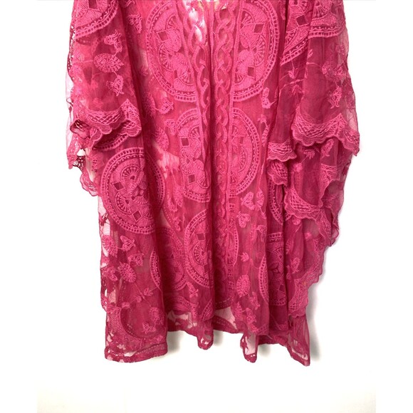 Sol & Sea Swimsuit Coverup Size L/XL Pink Sheer Mesh Embroidery Periwinkle Tunic - Picture 8 of 12